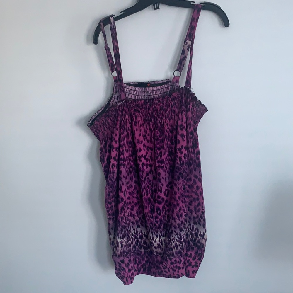 Purple ombré leopard print strap shirt